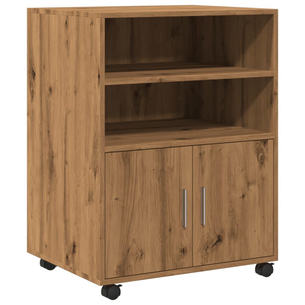 vidaXL Ντουλάπι Τροχήλατο Αρτισιανή Δρυς 60x48x81 εκ. από Επεξ. Ξύλο