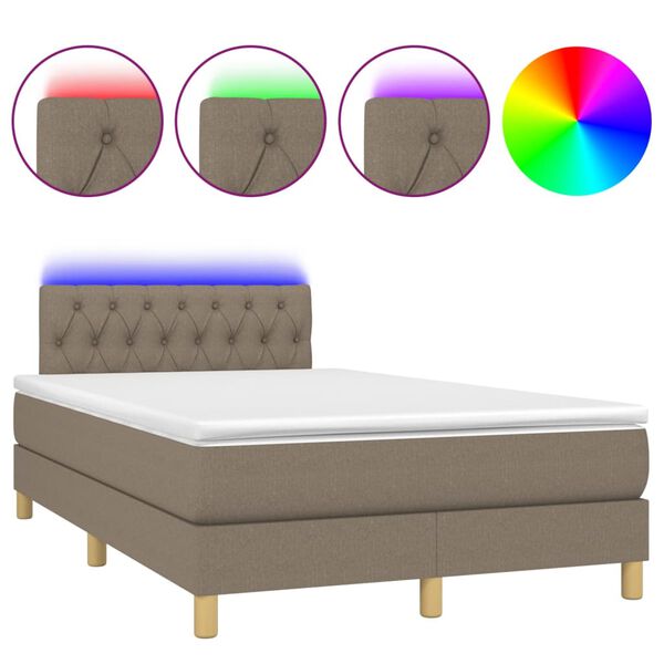 vidaXL &Kappa;&rho;&epsilon;&beta;ά&tau;&iota; Boxspring &mu;&epsilon; &Sigma;&tau;&rho;ώ&mu;&alpha; & LED Taupe 120x200 &epsilon;&kappa;. &Upsilon;&phi;&alpha;&sigma;&mu;ά&tau;&iota;&nu;&omicron;