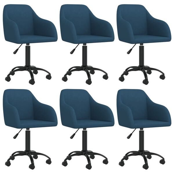 vidaXL Καρέκλες Τραπεζαρίας Περιστρεφόμενες 6 τεμ. Μπλε Βελούδινες