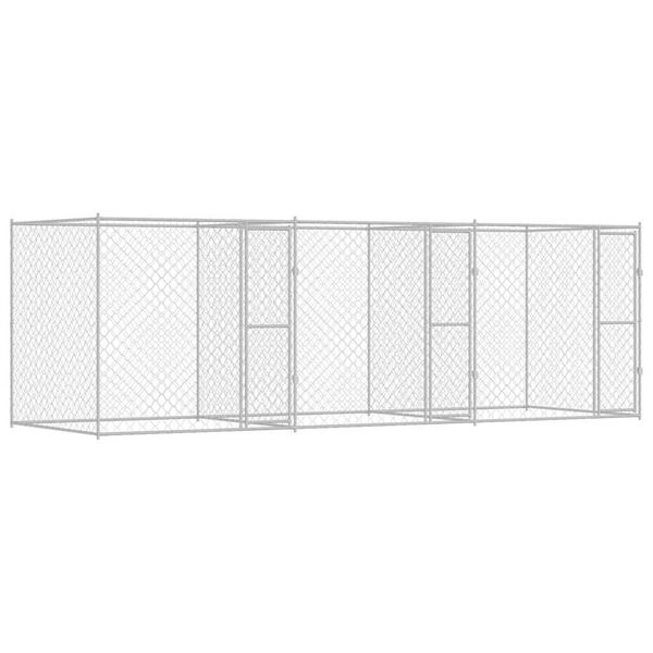 vidaXL Κλουβί σκύλου Ασημί 600 x 200 x 200 εκ. Επικαλυμμένος Χάλυβας