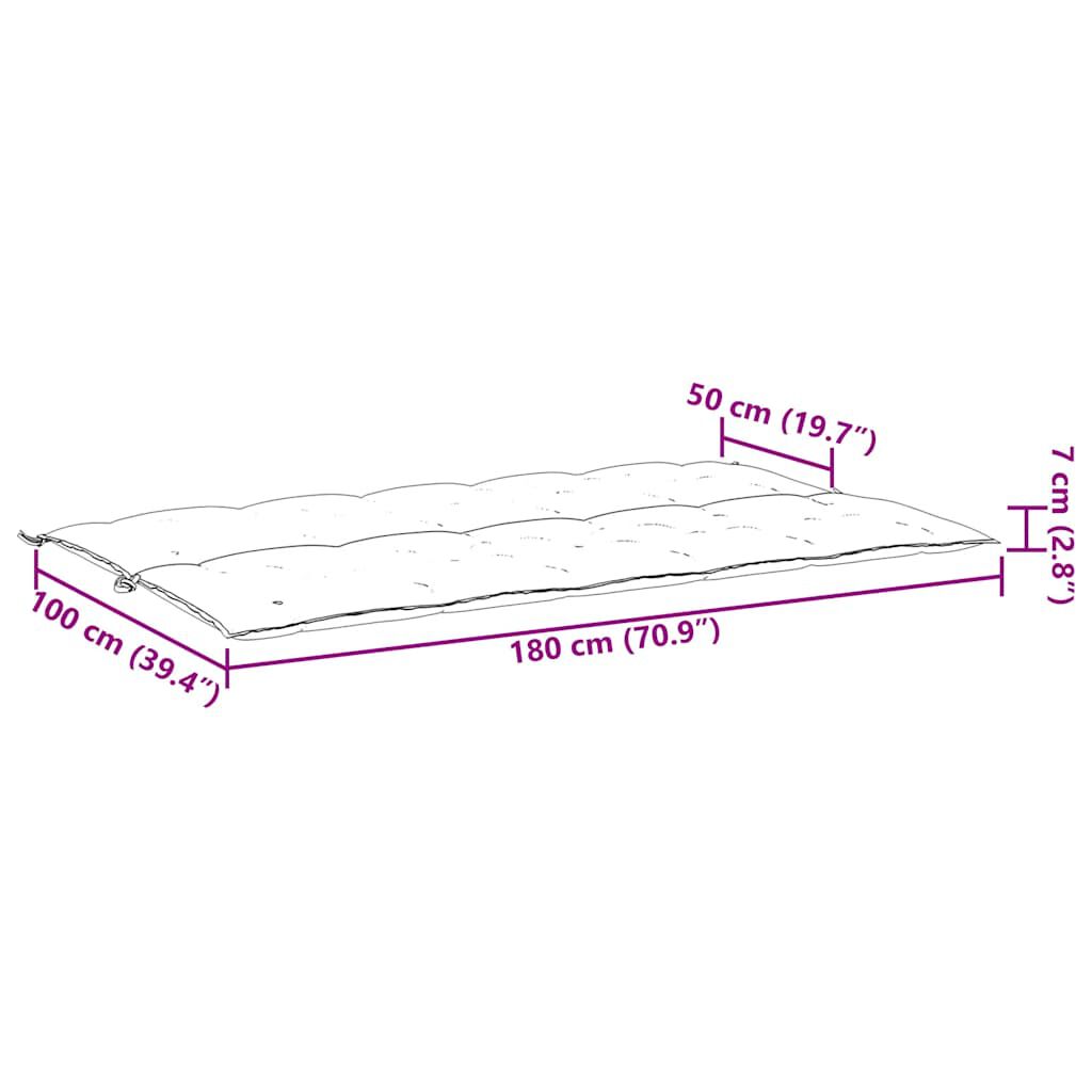 vidaXL Μαξιλάρι Πάγκου Κήπου Πράσινο 180x(50+50)x7 εκ. Ύφασμα Oxford