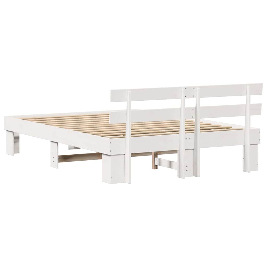 vidaXL Σκελετός Κρεβατιού Λευκό 140 x 200 cm Μασίφ ξύλο πεύκου