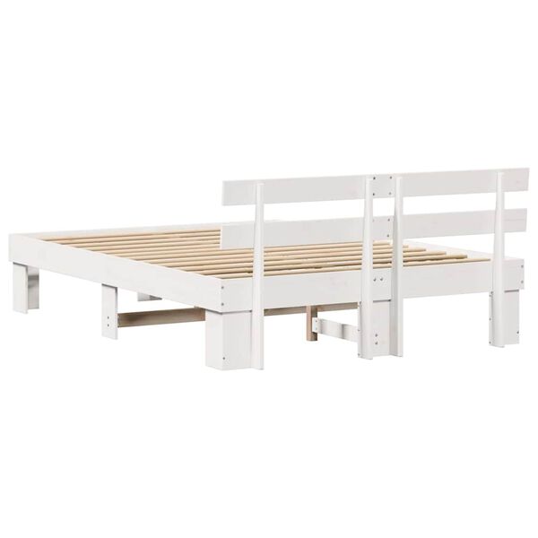 vidaXL Σκελετός Κρεβατιού Λευκό 140 x 200 cm Μασίφ ξύλο πεύκου