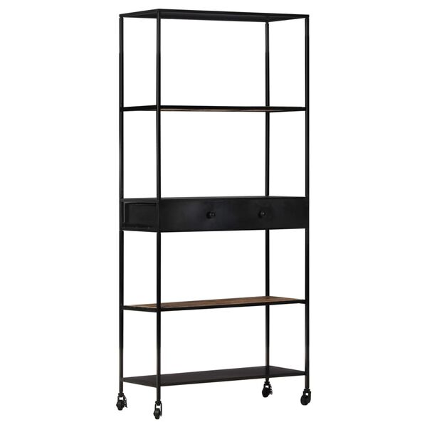 vidaXL Βιβλιοθήκη 80x35x180 εκ. από Ακατέργαστο Ξύλο Μάνγκο & Σίδηρο