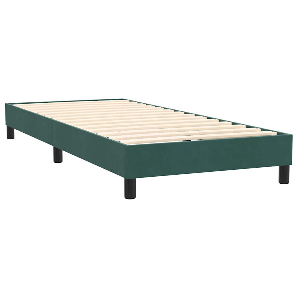vidaXL Box Spring κρεβάτι με στρώμα σκούρο πράσινο 90x220 cm Velvet