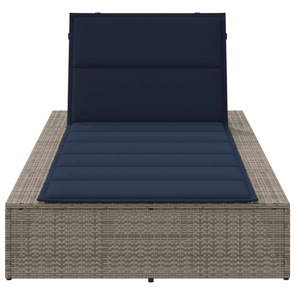vidaXL Ξαπλώστρα με αιωρούμενο μαξιλάρι Γκρι Poly Rattan