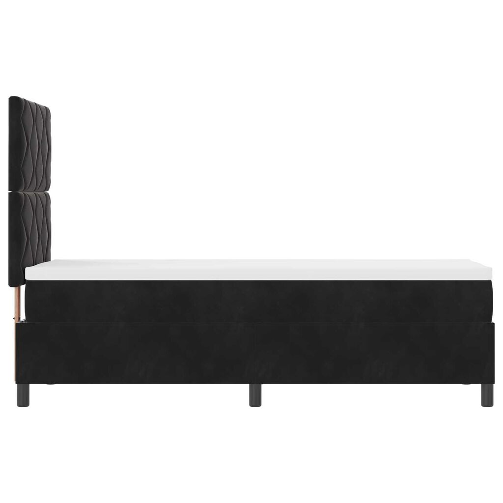 Κρεβάτι Box Spring με Στρώμα & LED μαύρο 80x200 εκ Βελούδο