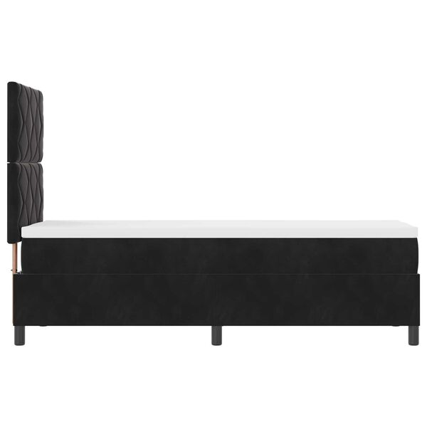 Κρεβάτι Box Spring με Στρώμα & LED μαύρο 80x200 εκ Βελούδο