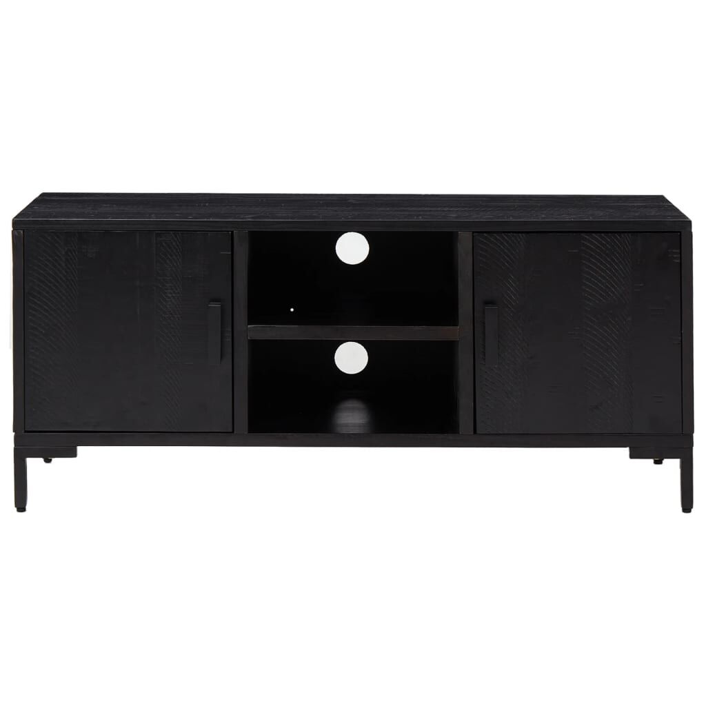 vidaXL Έπιπλο Τηλεόρασης Μαύρο 110 x 35 x 48 εκ. από Μασίφ Ξύλο Πεύκου