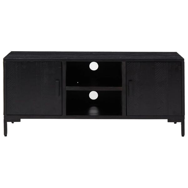 vidaXL Έπιπλο Τηλεόρασης Μαύρο 110 x 35 x 48 εκ. από Μασίφ Ξύλο Πεύκου