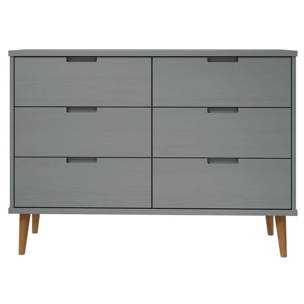 vidaXL Συρταριέρα MOLDE Γκρι 113x40x80 εκ. από Μασίφ Ξύλο Πεύκου