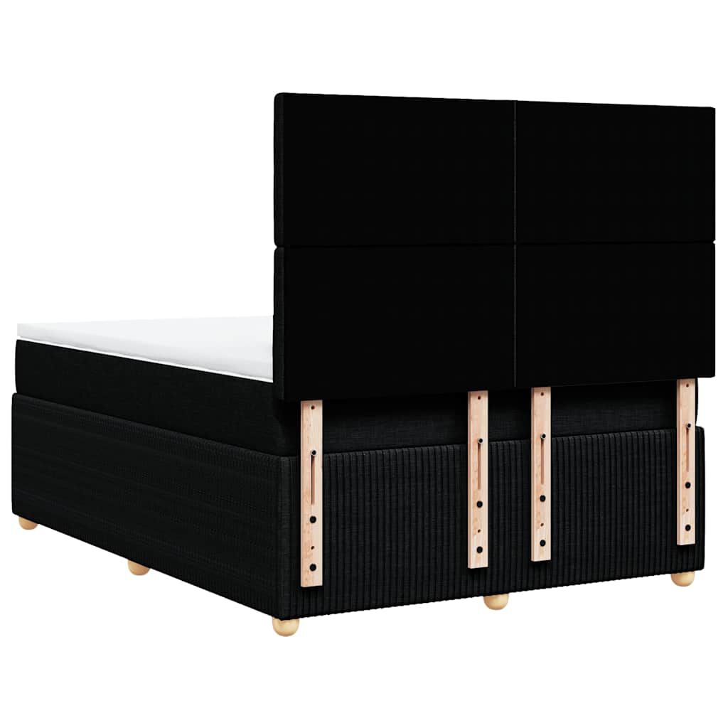 vidaXL Κρεβάτι Boxspring με Στρώμα Μαύρο 140x200 εκ. Υφασμάτινο