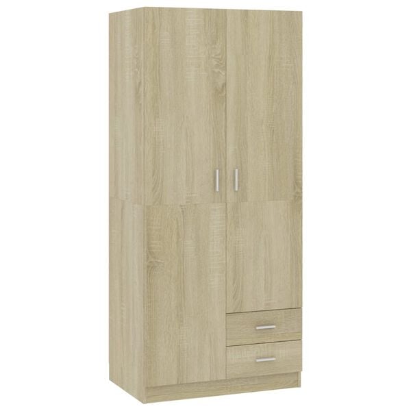 vidaXL Ντουλάπα Χρώμα Sonoma-Δρυς 80 x 52 x 180 εκ. από Επεξ. Ξύλο