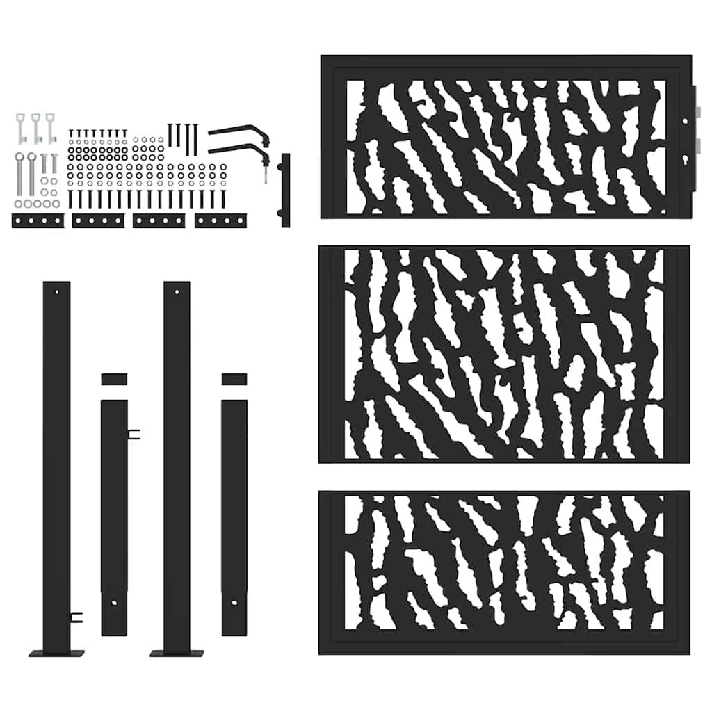 vidaXL Πύλη κήπου Μαύρη 105x130 cm Ατσάλινη σχεδίαση ίχνους