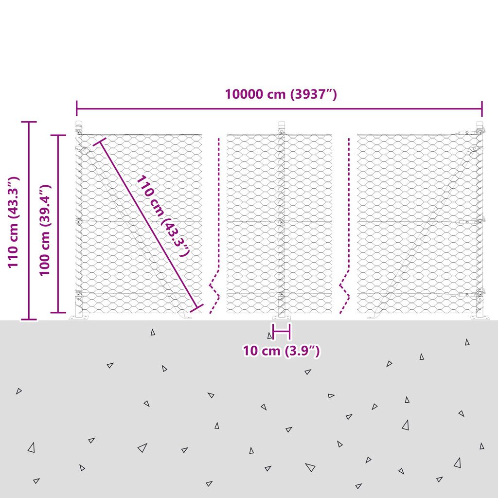 vidaXL Εξάγωνος Φράχτης Πράσινος 1x100 μ Χάλυβας
