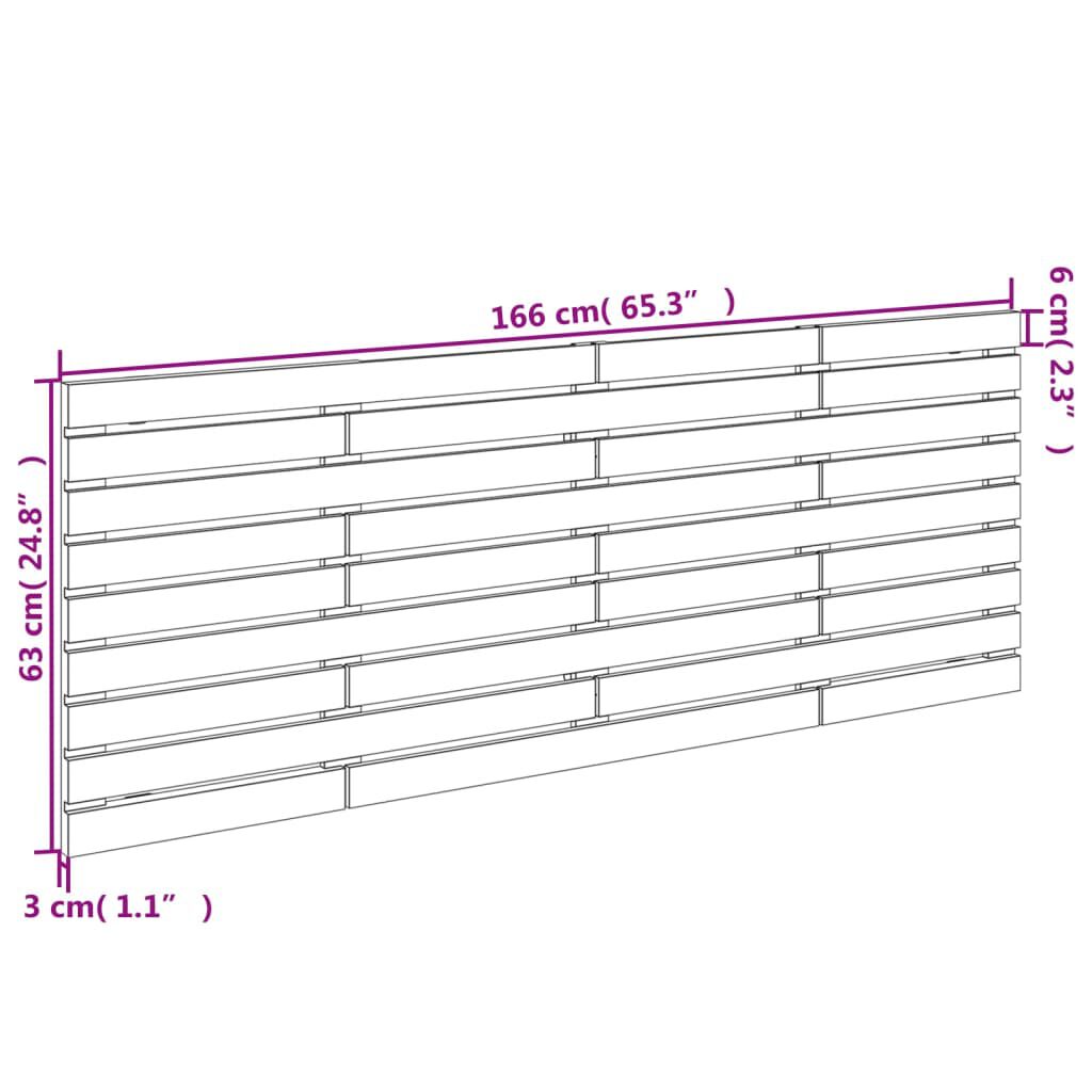 vidaXL Κεφαλάρι Επιτοίχιο 166 x 3 x 63 εκ. από Μασίφ Ξύλο Πεύκου