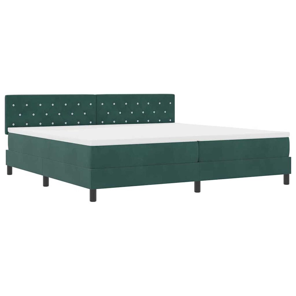 vidaXL Κρεβάτι με ελατήρια Σκούρο πράσινο 200 x 200 cm Βελούδο