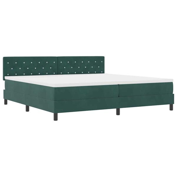 vidaXL Κρεβάτι με ελατήρια Σκούρο πράσινο 200 x 200 cm Βελούδο