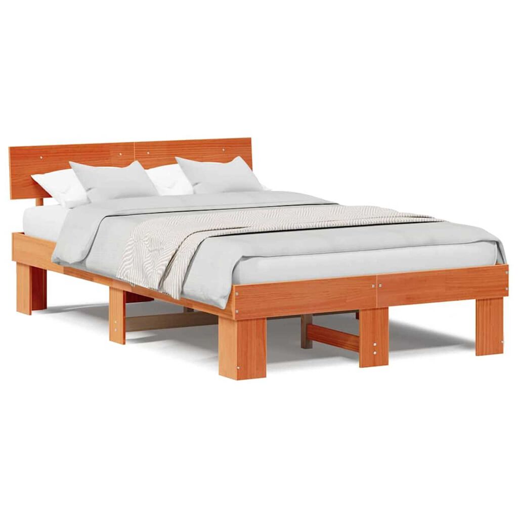 vidaXL Σκελετός Κρεβατιού Καφέ κεριού 120 x 190 cm Μασίφ ξύλο πεύκου