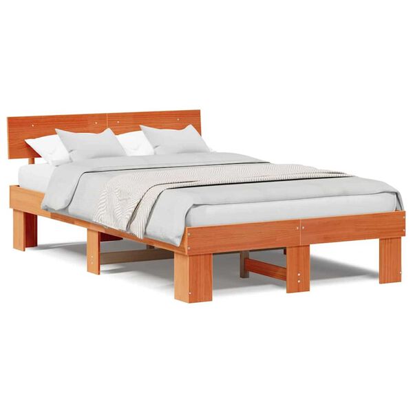 vidaXL Σκελετός Κρεβατιού Καφέ κεριού 120 x 190 cm Μασίφ ξύλο πεύκου