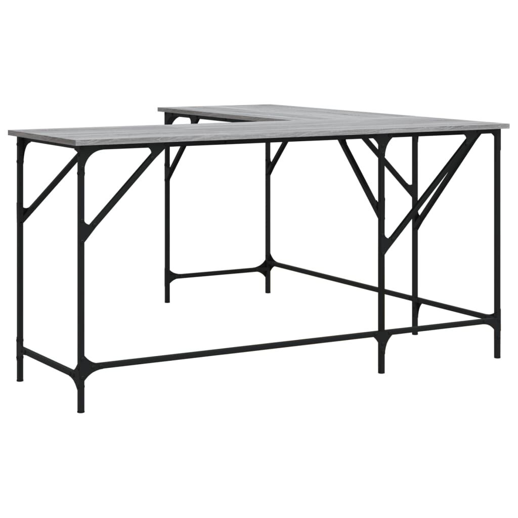 vidaXL Γραφείο Γκρι Sonoma 149x149x75 εκ. από Επεξεργασμένο Ξύλο