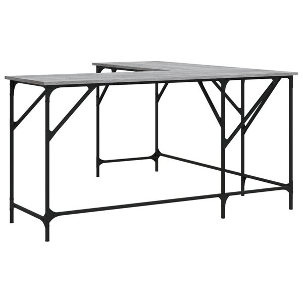 vidaXL Γραφείο Γκρι Sonoma 149x149x75 εκ. από Επεξεργασμένο Ξύλο