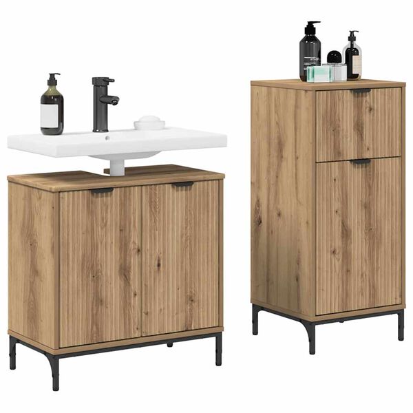 vidaXL Σετ Επίπλων Μπάνιου Καρό 2 pcs artisan δρυς 39.5 x 36 x 88 εκ