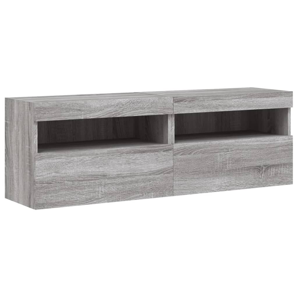 vidaXL Έπιπλα Τοίχου Τηλ. με LED 2 Τεμ. Γκρι Sonoma 60x30x40 εκ.