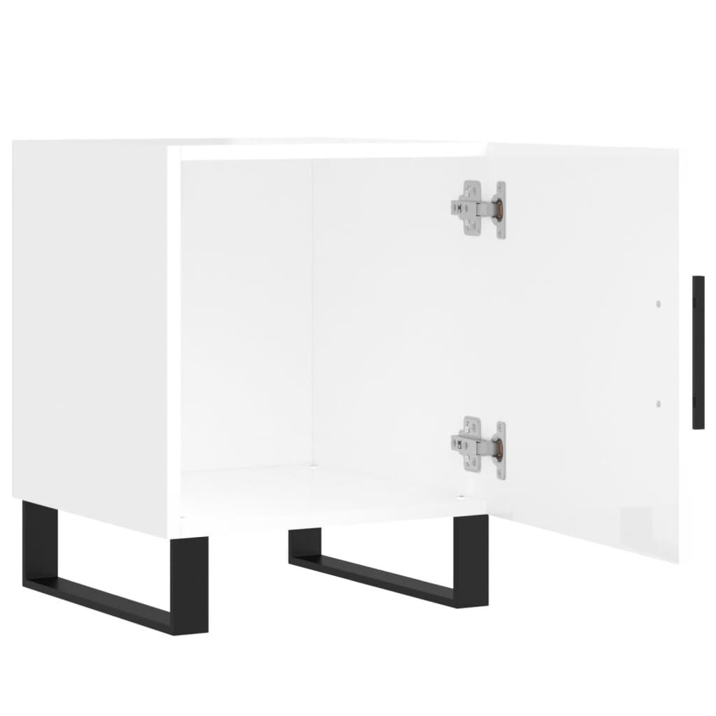 vidaXL Κομοδίνα 2 τεμ. Γυαλ. Λευκό 40 x 40 x 50 εκ. από Επεξεργ. Ξύλο