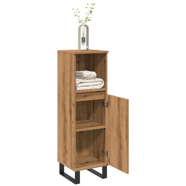 vidaXL Ντουλάπι μπάνιου Δρυς τεχνίτης 30x30x100 cm Κατασκευασμένο ξύλο