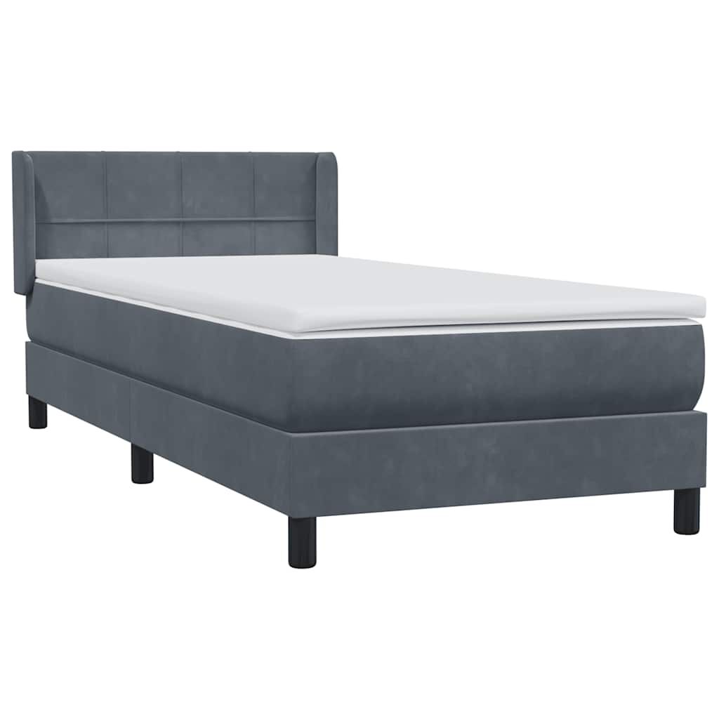 vidaXL Box Spring Κρεβάτι με στρώμα Σκούρο γκρι 100x220 εκ. Βελούδινο