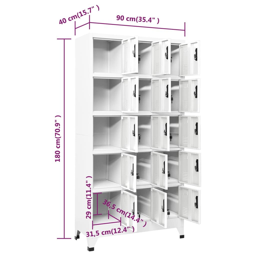 vidaXL Φοριαμός Λευκός 90 x 40 x 180 εκ. Ατσάλινος