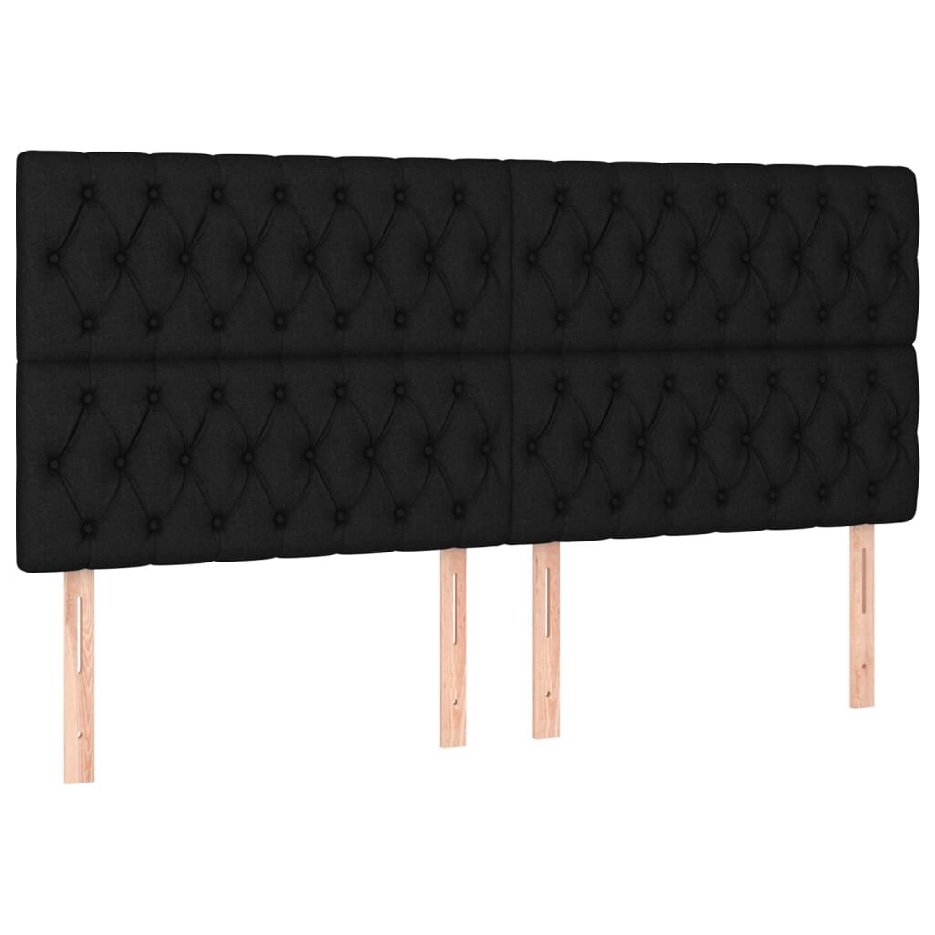 vidaXL Κρεβάτι Boxspring με Στρώμα Μαύρο 200x200 εκ. Υφασμάτινο