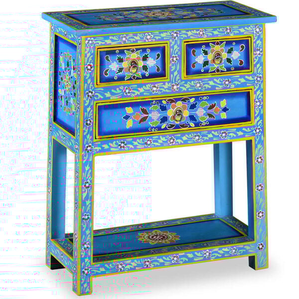 vidaXL Έπιπλο με Συρτάρια με Χειροπ. Λεπτομέρειες Τιρκουάζ Ξύλο Μάνγκο