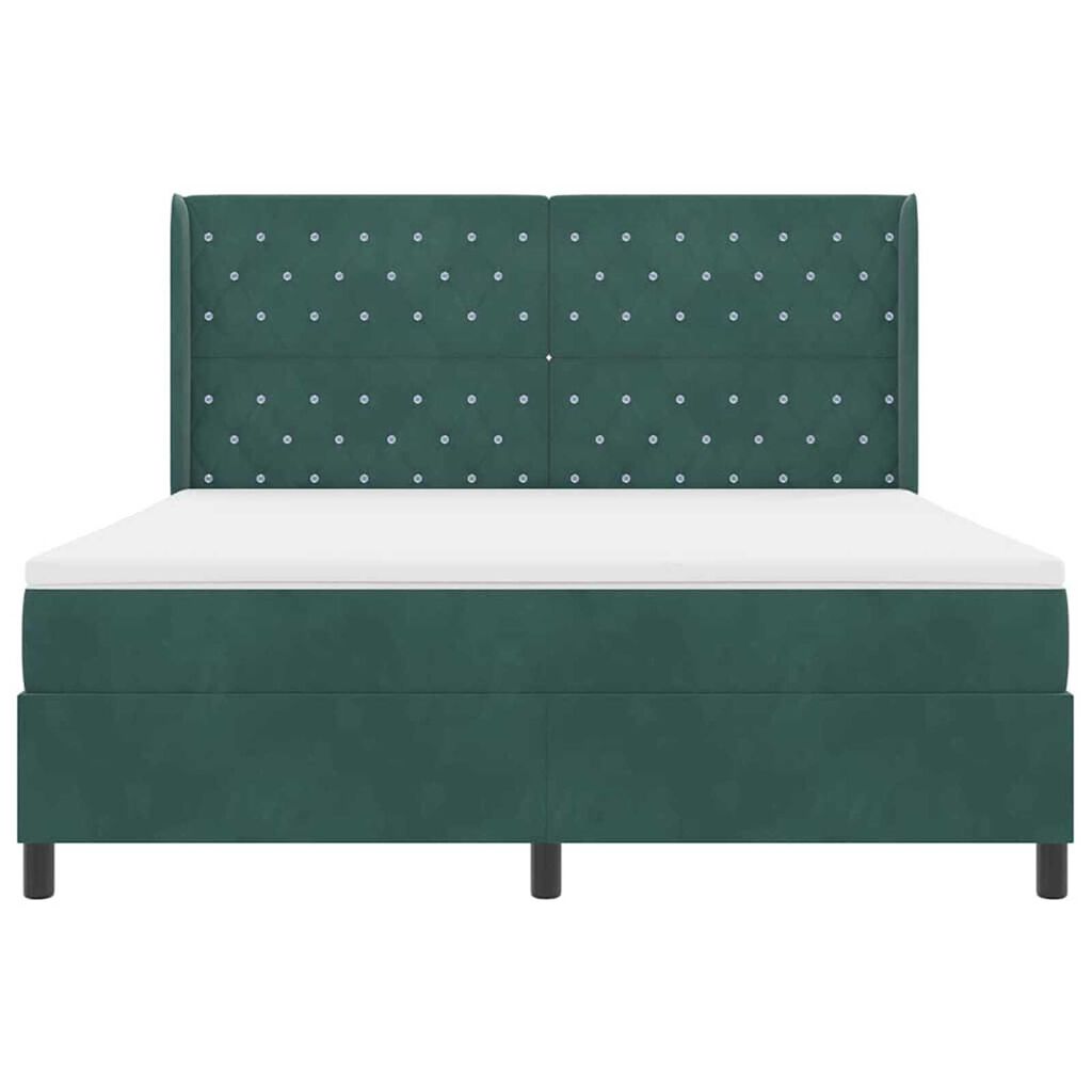 vidaXL Κρεβάτι με ελατήρια Σκούρο πράσινο 180 x 200 cm Βελούδο