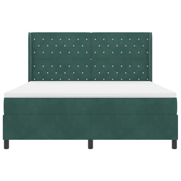 vidaXL Κρεβάτι με ελατήρια Σκούρο πράσινο 180 x 200 cm Βελούδο