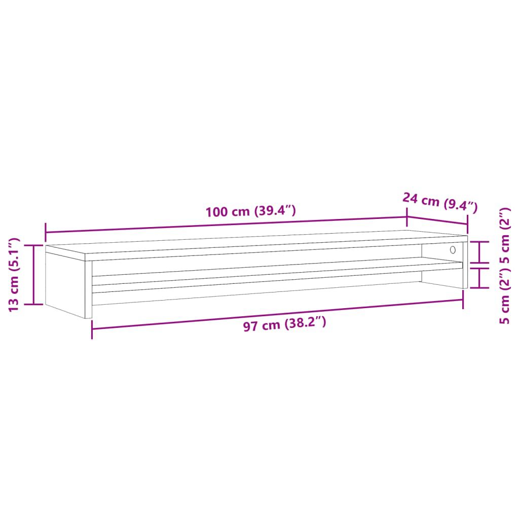 vidaXL Βάση Οθονών Artisan Δρυς 100 x 24 x 13 εκ. από Επεξ. Ξύλο
