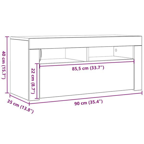vidaXL Έπιπλο Τηλεόρασης με LED Γκρι Σκυροδέματος 90 x 35 x 40 εκ.