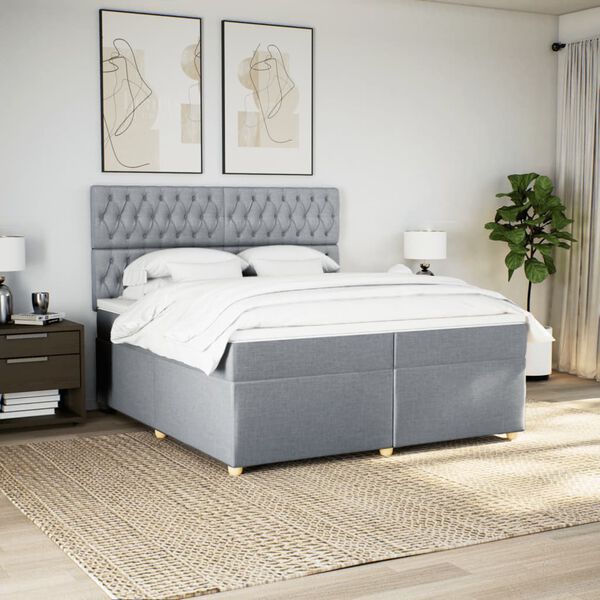 vidaXL &Kappa;&rho;&epsilon;&beta;ά&tau;&iota; Boxspring &mu;&epsilon; &Sigma;&tau;&rho;ώ&mu;&alpha; &Alpha;&nu;&omicron;&iota;&chi;&tau;ό &Gamma;&kappa;&rho;&iota; 200x200 &epsilon;&kappa;. &Upsilon;&phi;&alpha;&sigma;&mu;ά&tau;&iota;&nu;&omicron;