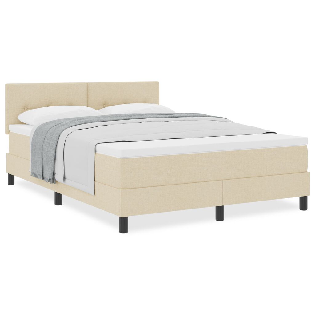 vidaXL Κρεβάτι Box Spring με Στρώμα Κρέμα 140x200 εκ. Υφασμάτινο