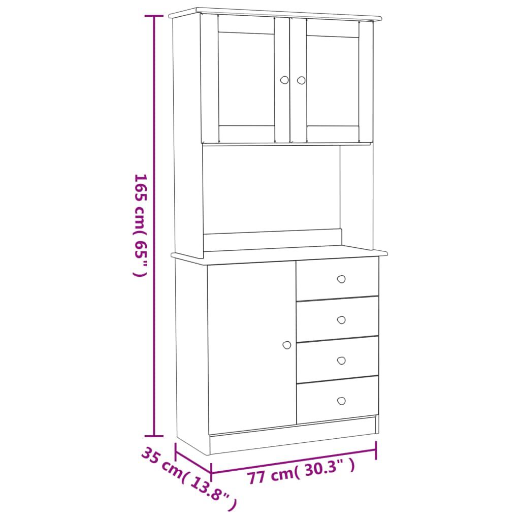 vidaXL Ντουλάπι ALTA Λευκό 77 x 35 x 165 εκ. από Μασίφ Ξύλο Πεύκου