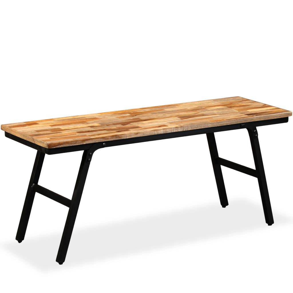 vidaXL Πάγκος 110 x 35 x 45 εκ. από Ανακυκλωμένο Ξύλο Teak και Ατσάλι
