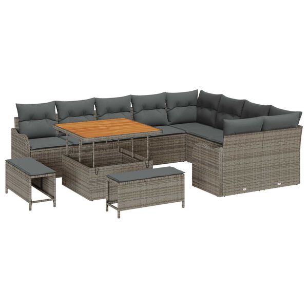 vidaXL Σετ Καναπέ Κήπου 12 pcs Γκρι συνθετικό ρατάν