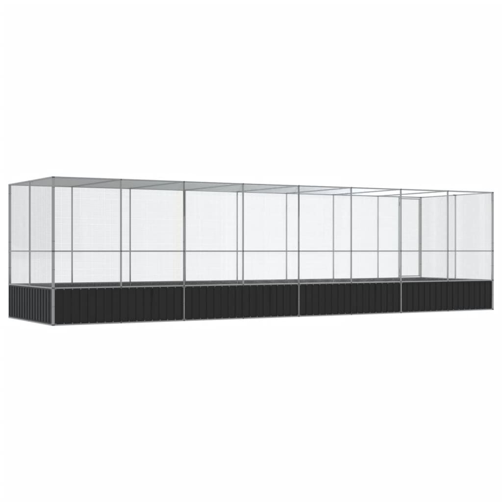 vidaXL Κλουβί με Επέκταση Ασημένιο 832x207x212 εκ. Ατσάλινο