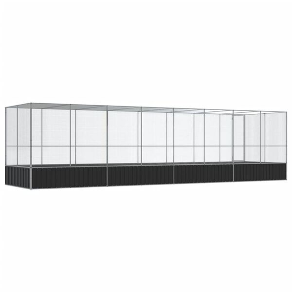 vidaXL Κλουβί με Επέκταση Ασημένιο 832x207x212 εκ. Ατσάλινο