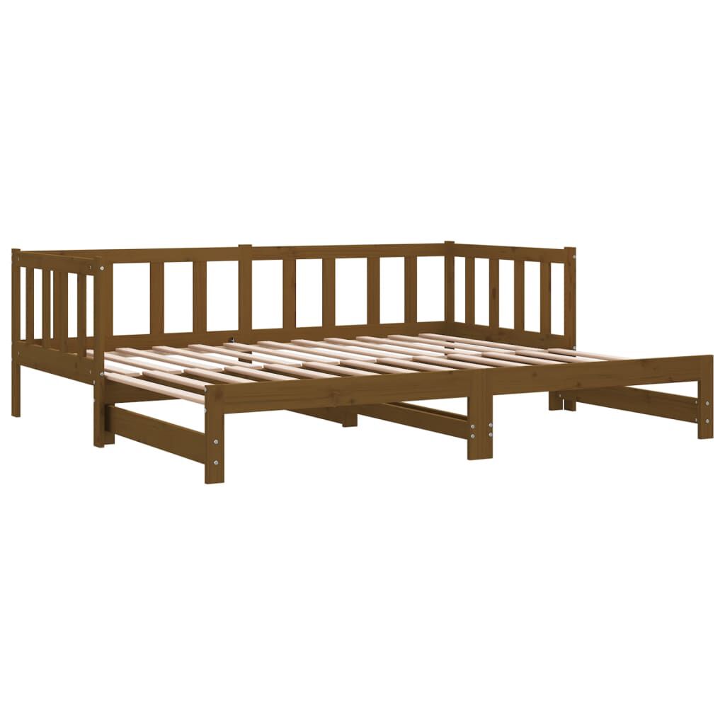 vidaXL Καναπές Κρεβάτι Συρόμενος Μελί 2x(90x190) εκ. Μασίφ Ξύλο Πεύκου