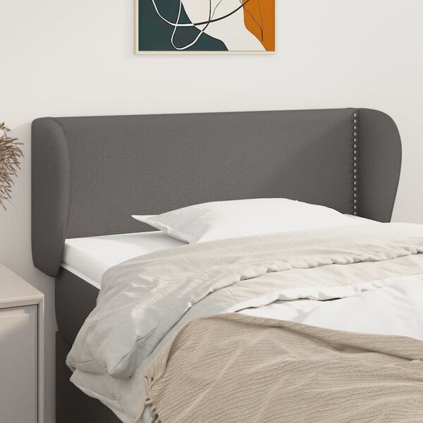 vidaXL Κεφαλάρι με Πτερύγια Γκρι 103x23x78/88 εκ. Συνθετικό Δέρμα