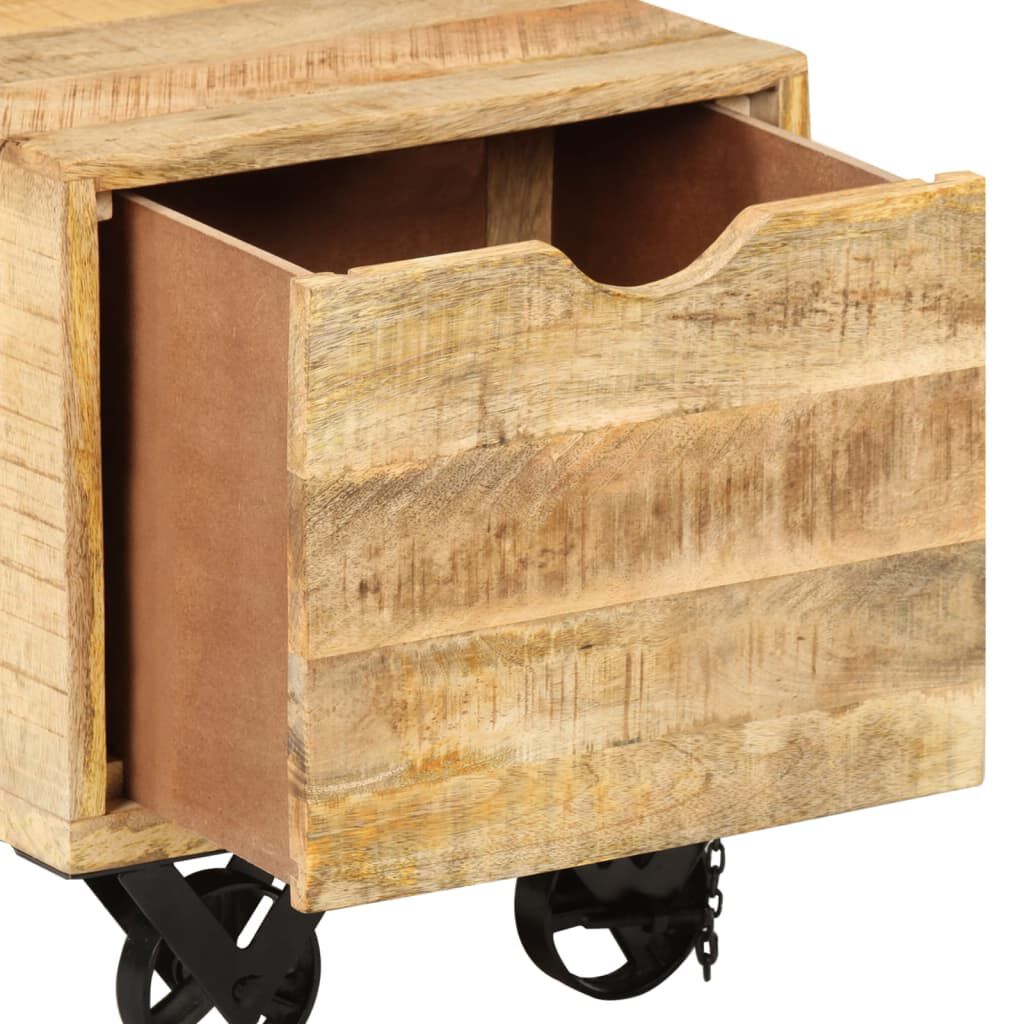vidaXL Τραπέζι Βοηθητικό με Συρτάρι Ροδάκια 40x40x45 εκ. Ξύλο Μάνγκο