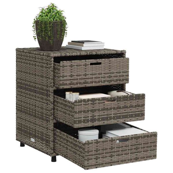 vidaXL Ντουλάπι Αποθήκευσης Κήπου Γκρι 55x59x69 εκ. Συνθετικό Ρατάν