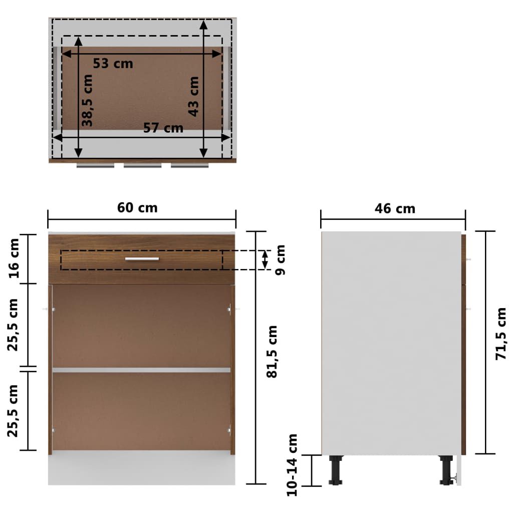vidaXL Έπιπλο Με Συρτάρι Lyon Καφέ Δρυς 60x46x81,5 εκ. Επεξεργ. Ξύλο